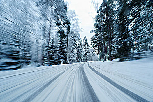 動感,積雪,鄉間小路