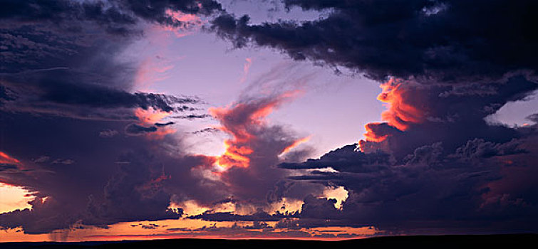 纳米比亚,鱼河大峡谷,国家公园,夕阳,云,下午,雷暴,上方