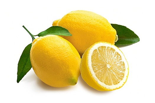 柠檬,叶子,白色背景