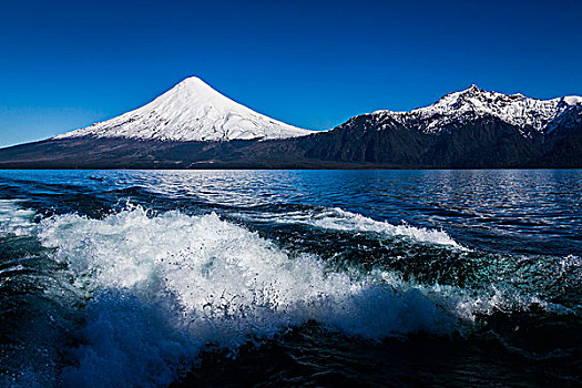 特写,船,湖,火山,蔷薇目,巴塔哥尼亚,智利