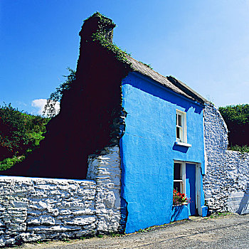 蓝色,涂绘,房子,半岛,科克郡,爱尔兰