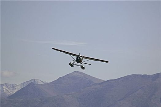 水上飞机,背景,楚加奇山,阿拉斯加,美国