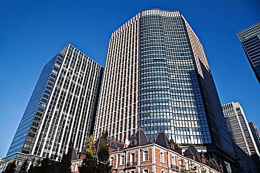 摩天大楼,蓝天,东京,日本