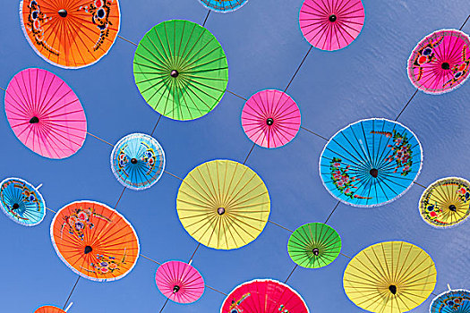 彩色,伞,悬吊,空中,节日,靠近,清迈,泰国,亚洲