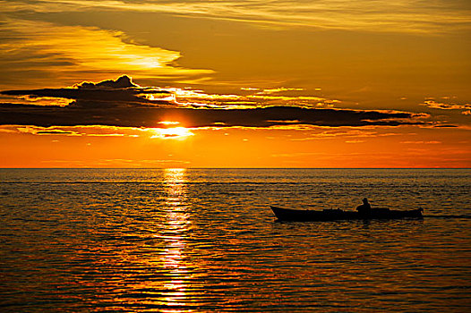 日落,船,苏拉威西岛,印度尼西亚,亚洲