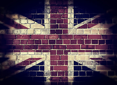 英国国旗,砖墙