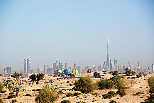 热气球,荒芜,迪拜,阿联酋
