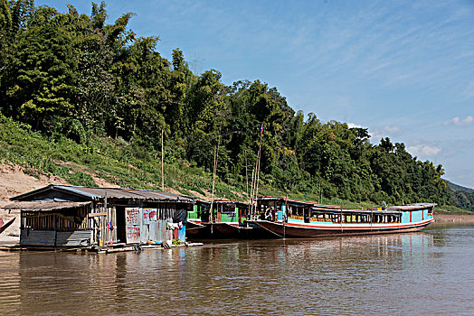 船,湄公河,老挝