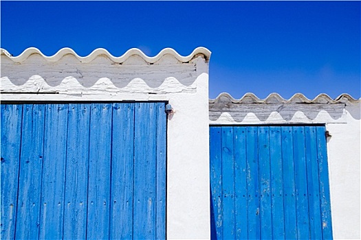 建筑,巴利阿里群岛,白色,蓝色,门,特写