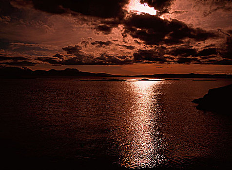 斯凯岛,苏格兰,月光,上方,水