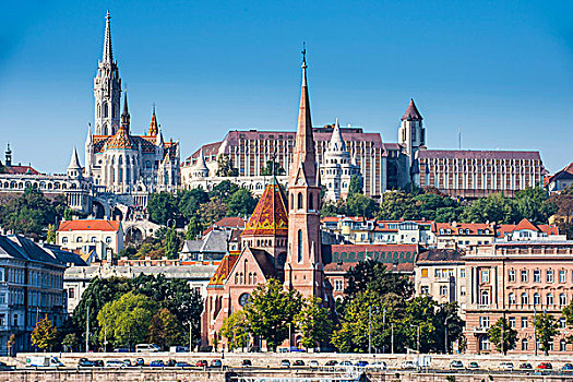 全景,棱堡,马提亚斯教堂,布达佩斯,匈牙利,欧洲