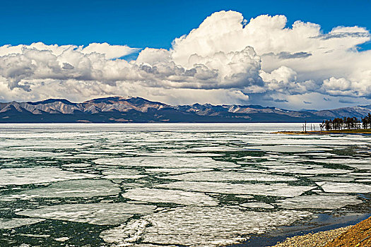 冰冻,湖,冬天,蒙古,亚洲