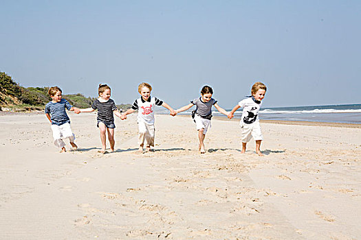 小,儿童,海滩