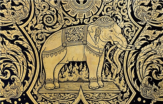 大象,绘画,传统,泰国,风格