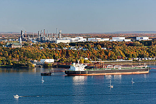 油轮,船,圣劳伦斯,河,精炼厂,魁北克,加拿大
