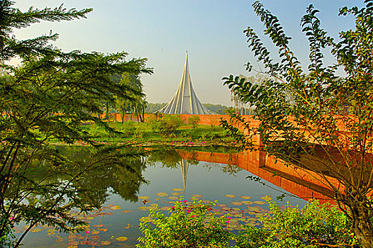 国家,纪念,塔,20公里,达卡,记忆,释放,战争,孟加拉,十一月,2007年
