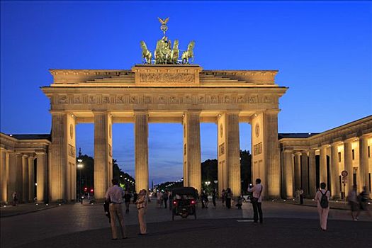 勃兰登堡门,光亮,黃昏,地区,柏林,德国,欧洲