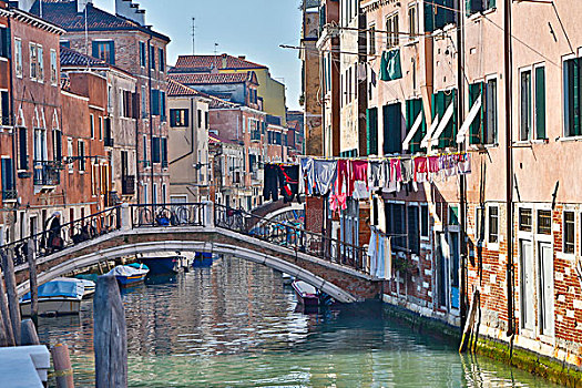 工作,船,桥,运河,威尼斯,意大利