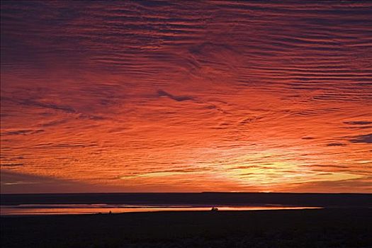 日出,湖,瓦尔德斯半岛,巴塔哥尼亚,东海岸,阿根廷,南美