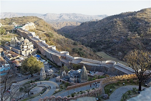 乡村,后面,堡垒,墙壁,拉贾斯坦邦,印度