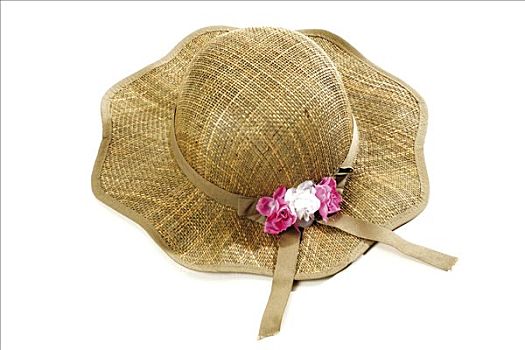 稻草,太阳帽,装饰,花