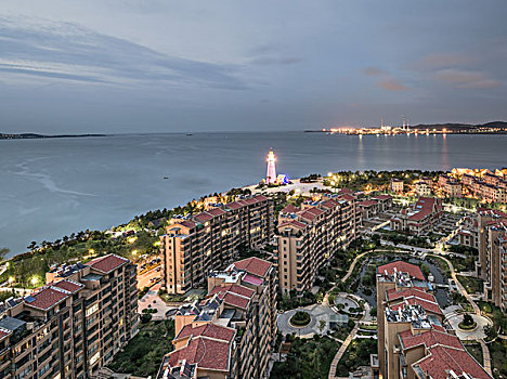 威海城市风光鸟瞰全景图