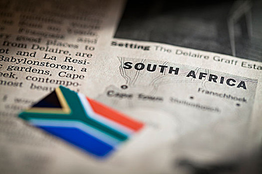 特写,南非国旗,报纸