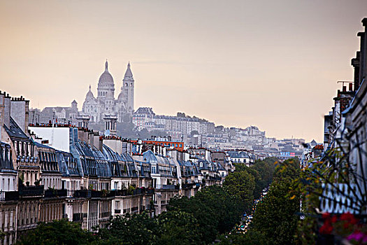 风景,蒙马特尔,大道,早晨,巴黎