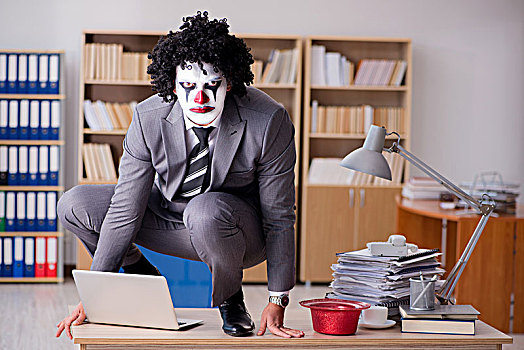 小丑,商务人士,工作,办公室