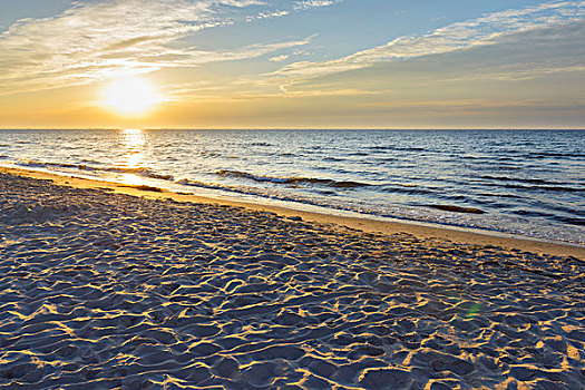 沙滩,日出,波罗的海,北方,日德兰半岛,丹麦