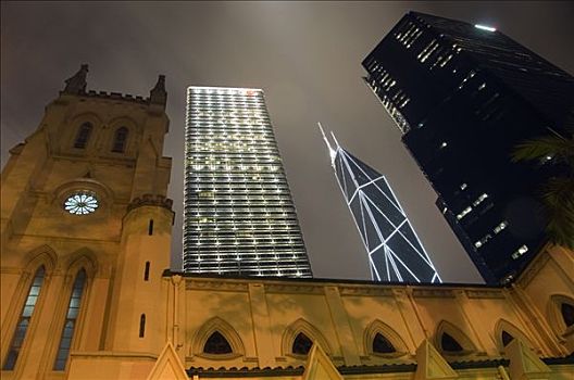 中国,香港,对比,现代,摩天大楼