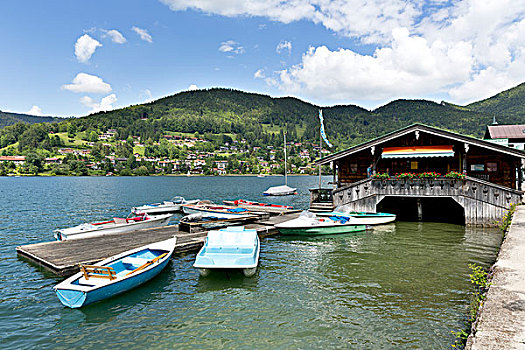 船库,湖,泰根湖,洛赫特-伊根,上巴伐利亚,巴伐利亚,德国,欧洲