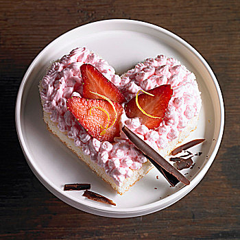 心形,松糕,草莓奶油