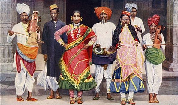 跳舞,女孩,音乐人,印度
