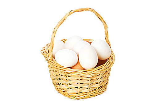 篮子,满,蛋,隔绝,白色背景