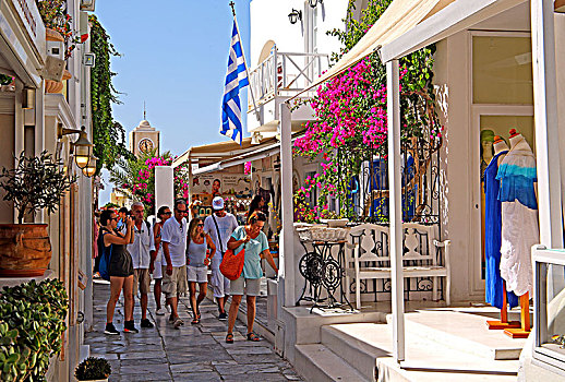 购物街,中心,锡拉岛,基克拉迪群岛,爱琴海岛屿,爱琴海,希腊