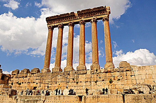 剩余,柱子,寺庙,世界遗产,巴贝克,贝卡,山谷,黎巴嫩,中东,东方