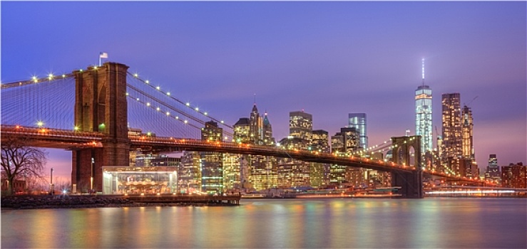 布鲁克林大桥,黄昏,纽约