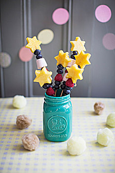 水果,魔术棒,菠萝,星,果浆软糖,蓝莓,树莓