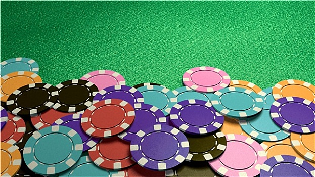 赌场,彩色,筹码,展示,正面,桌子
