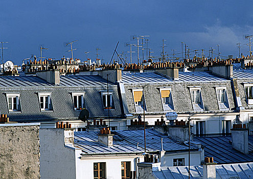 屋顶,巴黎,法国