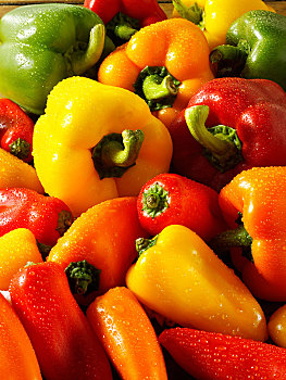 混合,红色,绿色,黄色,橙色,新鲜,柿子椒