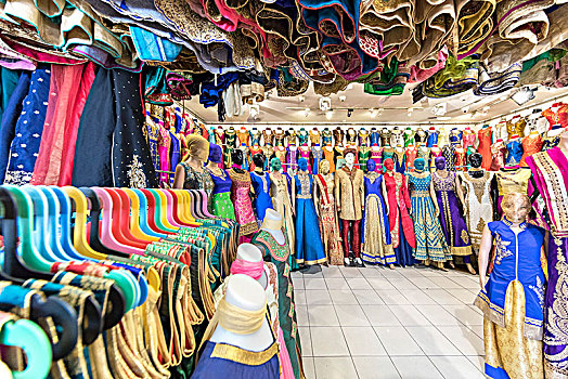 新加坡,小印度,市场,衣服,展示室
