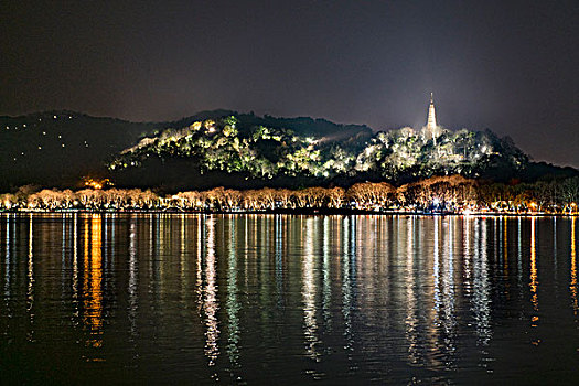 杭州西湖保俶塔夜景