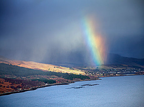 彩虹,上方,湖,苏格兰,英国