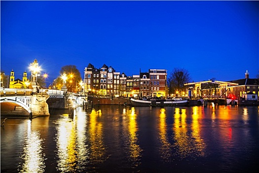 夜晚,城市风光,阿姆斯特丹