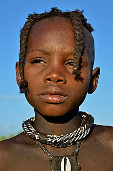 辛巴族,女孩,头像,卡奥科兰,纳米比亚,非洲