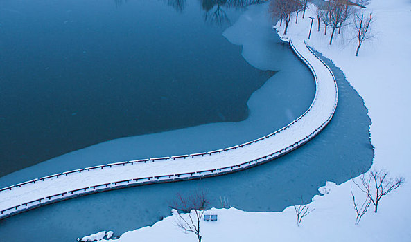 雪中湖景