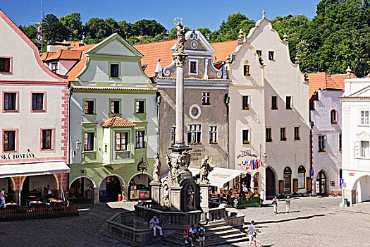 城镇广场,克鲁姆洛夫,南,波希米亚风格,区域,波希米亚,捷克共和国