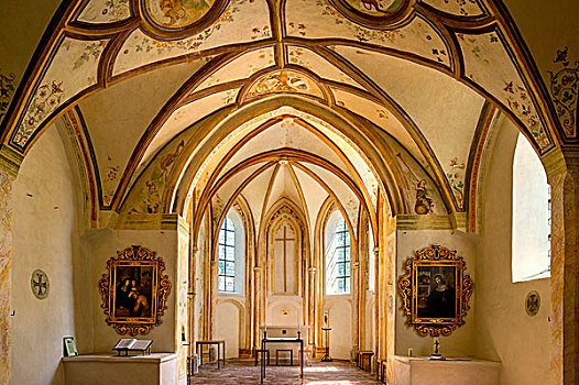 小教堂,室内,壁画,教堂,齐姆高,上巴伐利亚,巴伐利亚,德国,欧洲